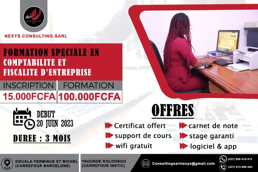 Offre de formation en comptabilité et fiscalité d'entreprise chez Nexys Consulting SARL à Yaoundé , Cameroun.